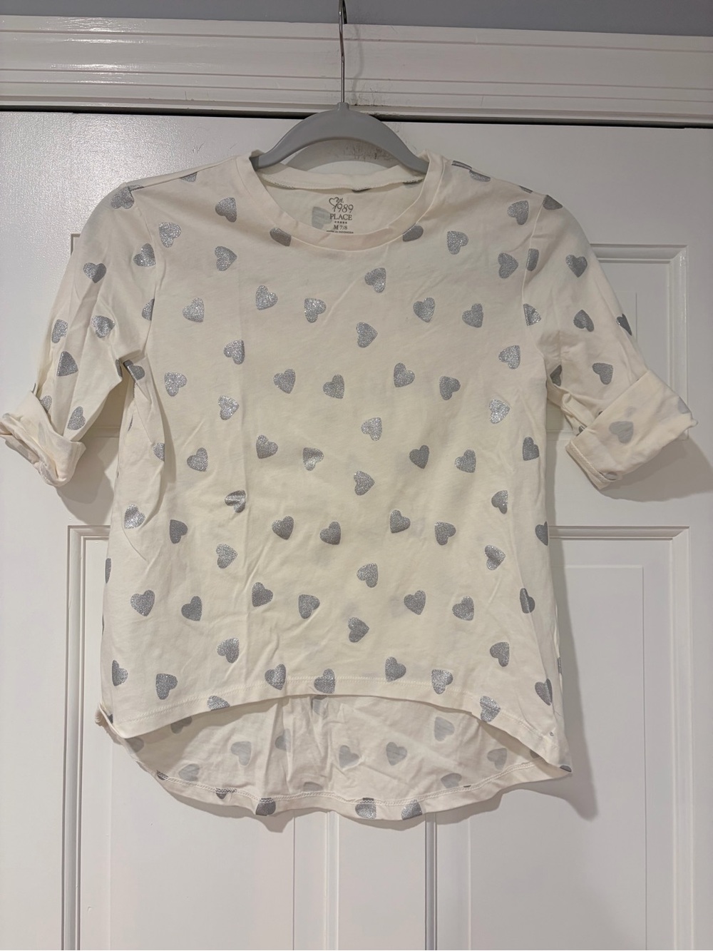 The Children's Place Cream Long-Sleeve Top with Silver Hearts